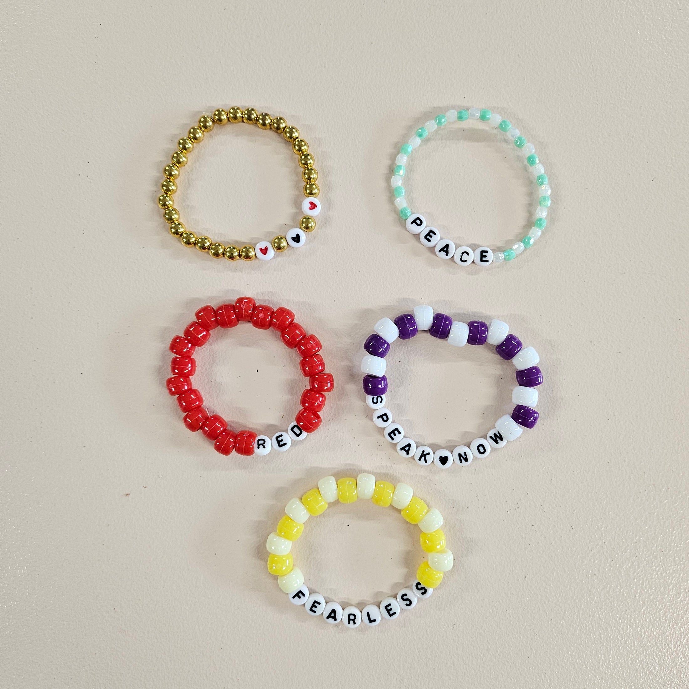 Swiftie friendship bracelets.