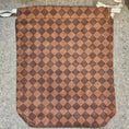 Load image into Gallery viewer, Brown and beige checkered mat on a concrete floor
