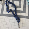 Load image into Gallery viewer, Dark blue skinny scrunchie lanyard laying on a gray cutting mat.
