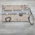 Load image into Gallery viewer, Hearts, lace and buttons wristlet purse.