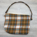 Load image into Gallery viewer, Orange and brown flannel shoulder purse.