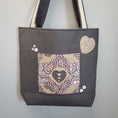 Load image into Gallery viewer, Quilted heart tote with heart appliques and handsewn buttons.