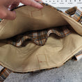 Load image into Gallery viewer, 2 interior slip pockets in the soft plaid flannel tote bag.