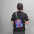 Load image into Gallery viewer, Person wearing the Majestic Owl sling bag.