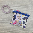 Load image into Gallery viewer, Wednesday Addams inspired mini zipper pouch wristlet.
