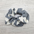 Load image into Gallery viewer, Gray and white scrunchie.