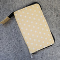 Load image into Gallery viewer, Original crochet hook organizer yellow cross black zip.
