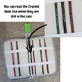 Load image into Gallery viewer, Crochet hook organizer case where you can see the sizes displayed on the crochet hooks.
