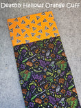 Load image into Gallery viewer, Deathly hallows orange cuff halloween pillowcase.