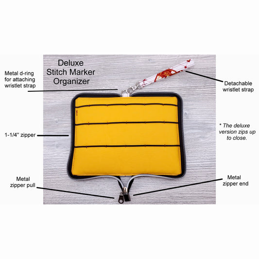 Deluxe stitch marker organizer diagram.