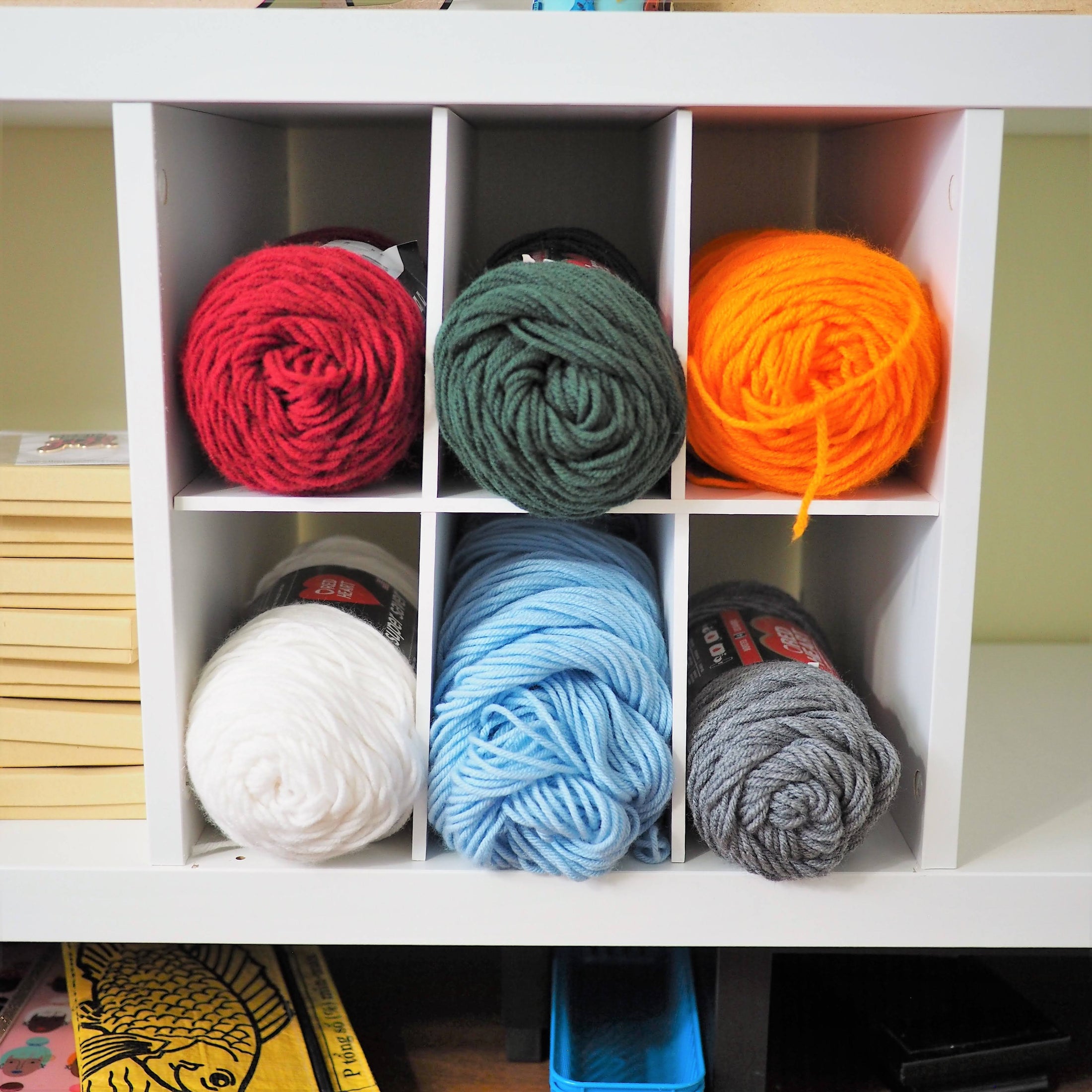 6 Cubby Cube Insert for Cube Storage Shelves, White, storing yarn-The Steady Hand