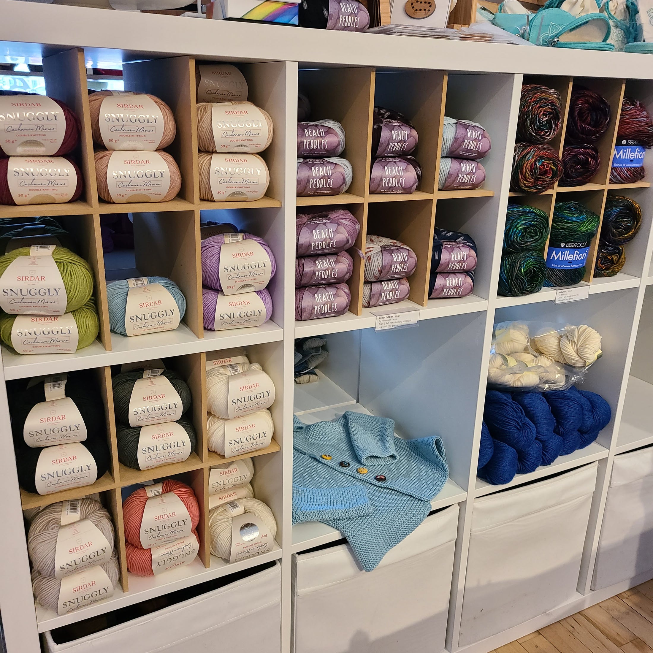6 Cubby Cube Insert for Cube Storage Shelves, unfinished, storing yarn skeins in a yarn shop-The Steady Hand