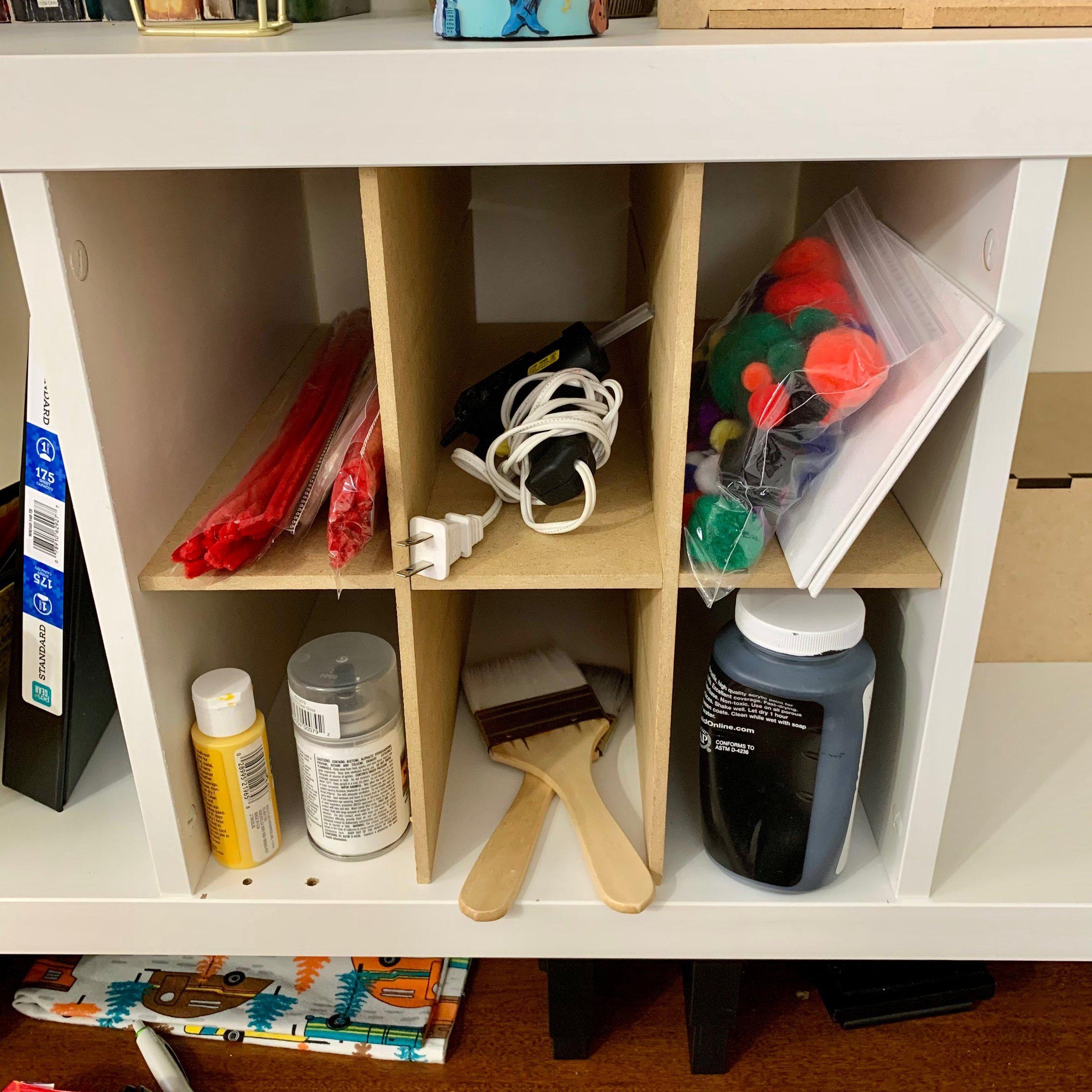 6 Cubby Cube Insert for Cube Storage Shelves, unfinished, storing art supplies-The Steady Hand