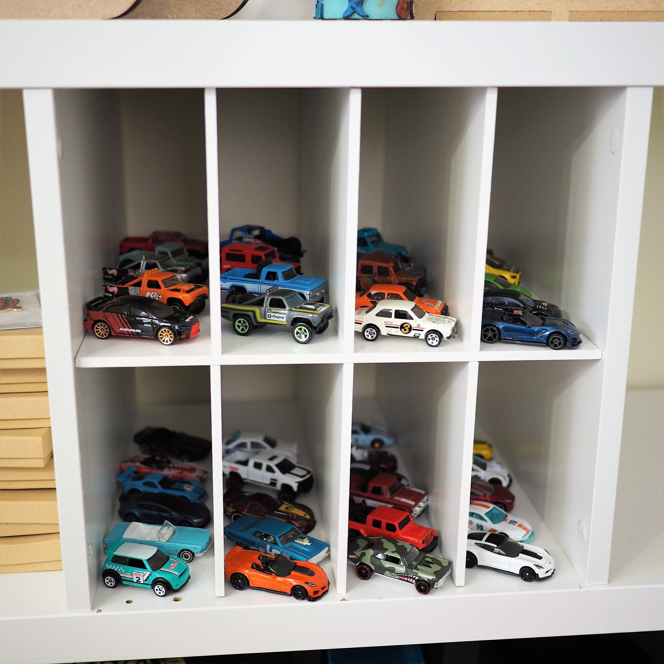 8 Cubby Cube Insert for Cube Storage Shelves, Unfinished or White-The Steady Hand