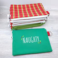 Load image into Gallery viewer, Small Zipper Pouch Christmas Naughty or Nice-The Steady Hand