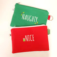 Load image into Gallery viewer, Small Zipper Pouch Christmas Naughty or Nice-The Steady Hand
