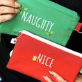 Load image into Gallery viewer, Small Zipper Pouch Christmas Naughty or Nice-The Steady Hand