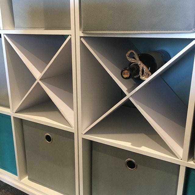 Better Homes and Gardens cube shelving with an X Divider.