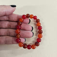 Load image into Gallery viewer, Autumn colored glass ball bead stretch bracelet.
