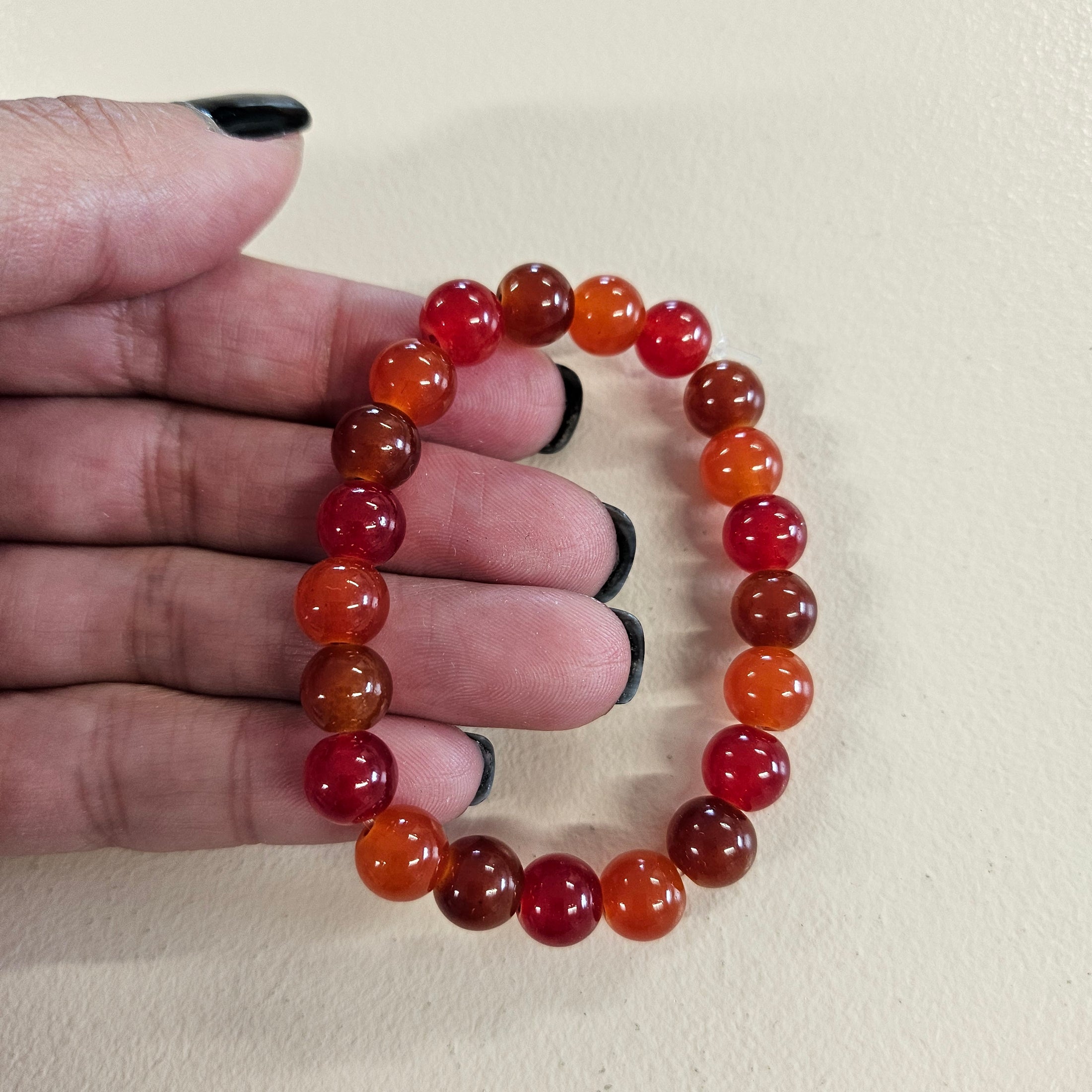 Autumn colored glass ball bead stretch bracelet.