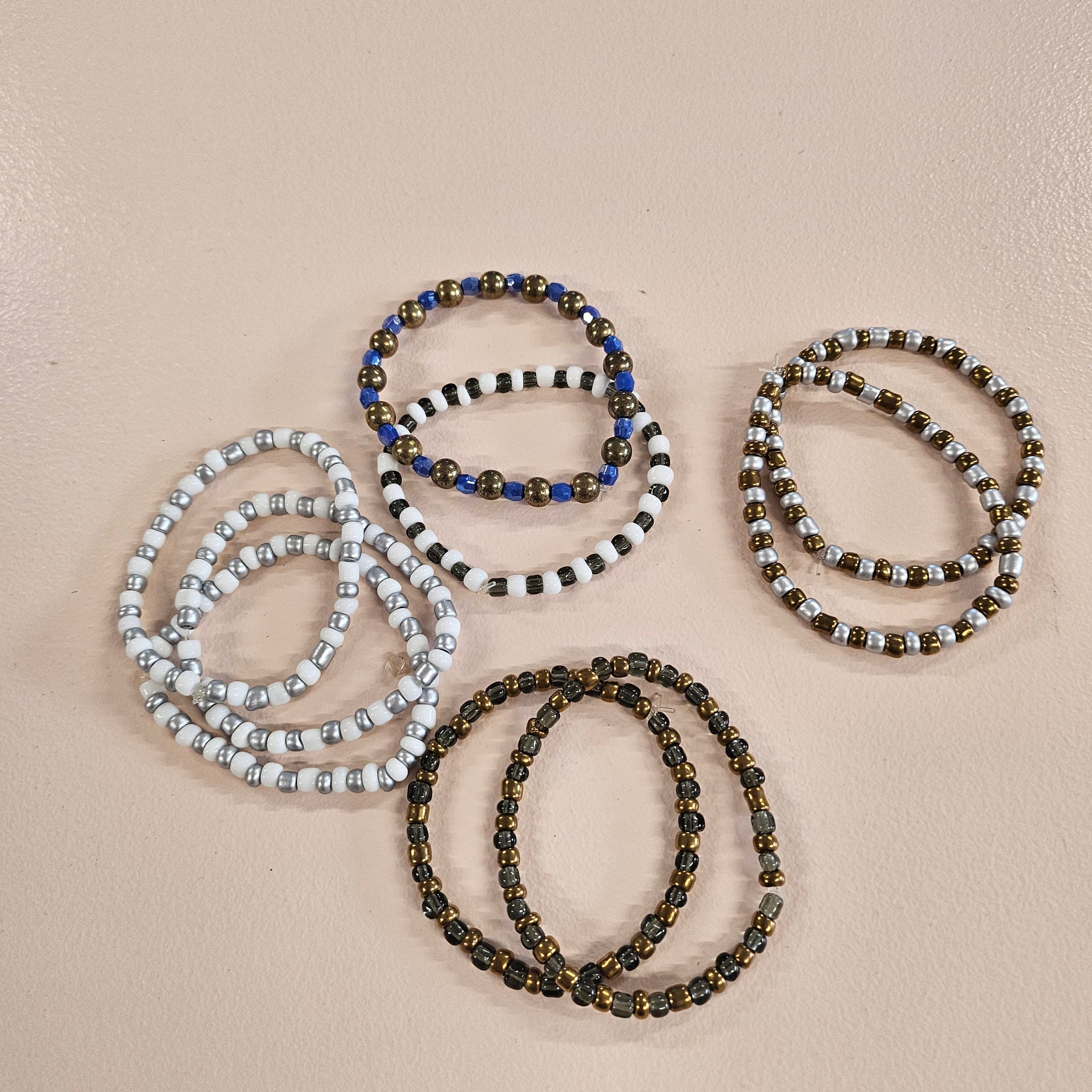 Metallic stretch bracelets.