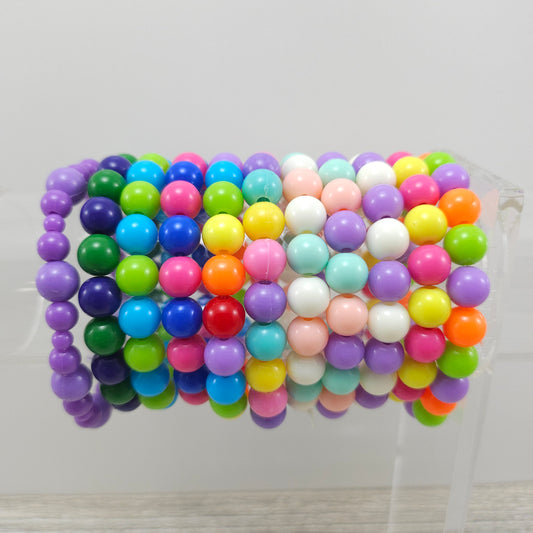 Colorful gumball bead stretch bracelets. 