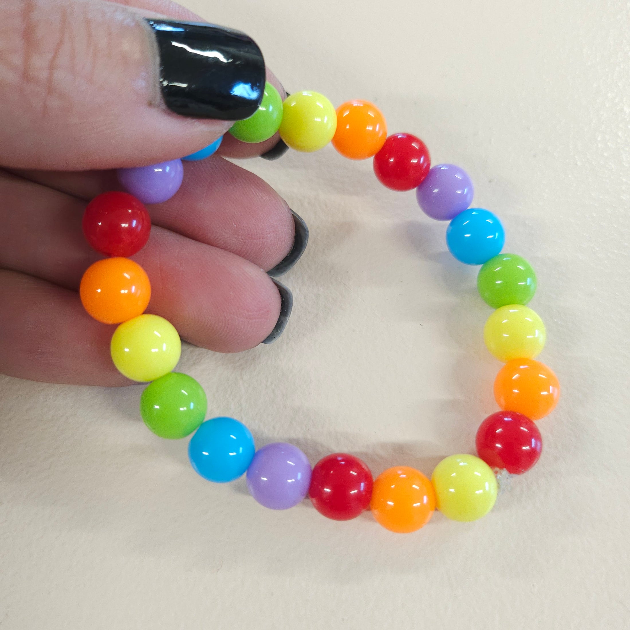 Rainbow ball bead stretch bracelet.