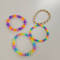 Load image into Gallery viewer, Rainbow colorful plastic bead stretch bracelets.
