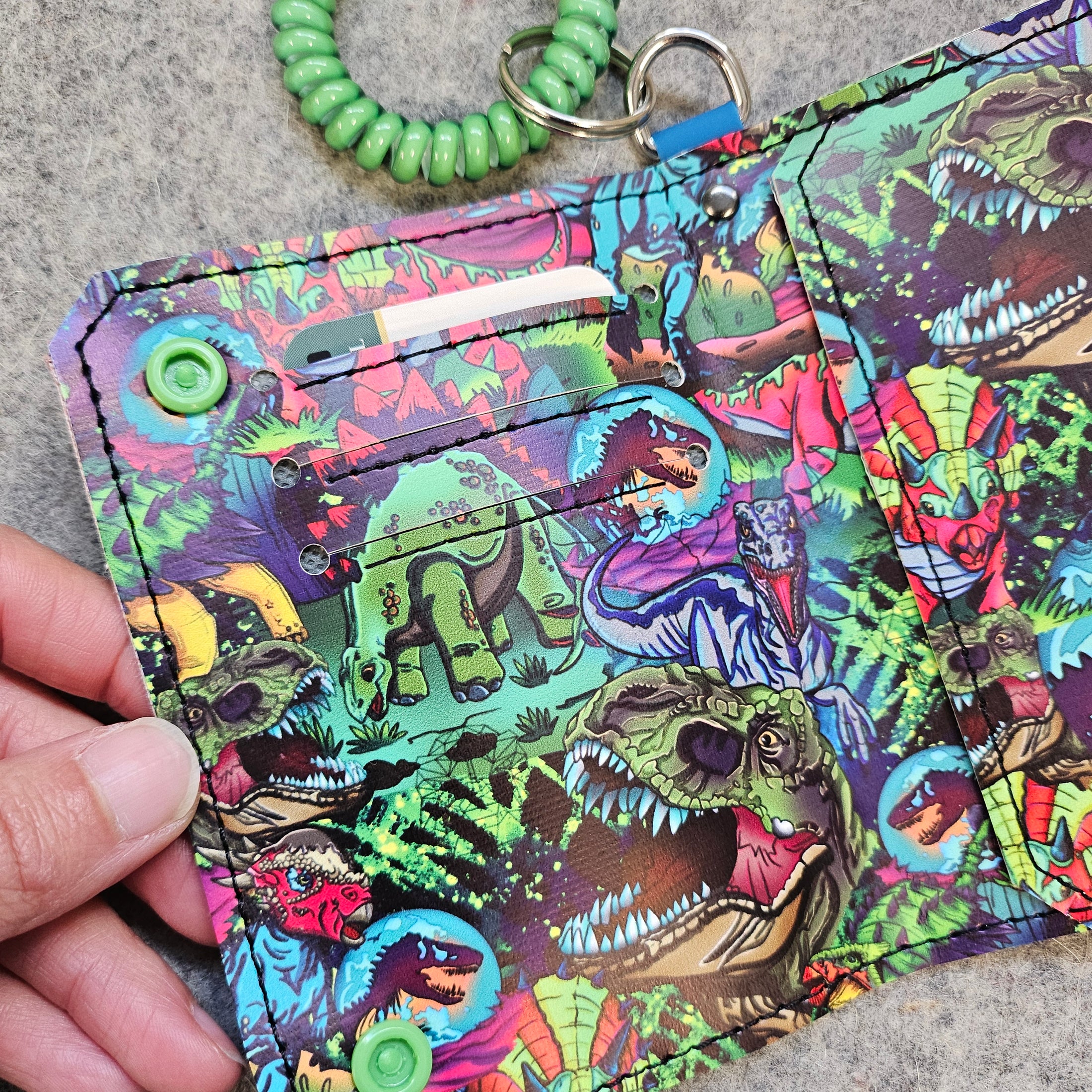 T-Rex dinosaur bifold wallet for kids.