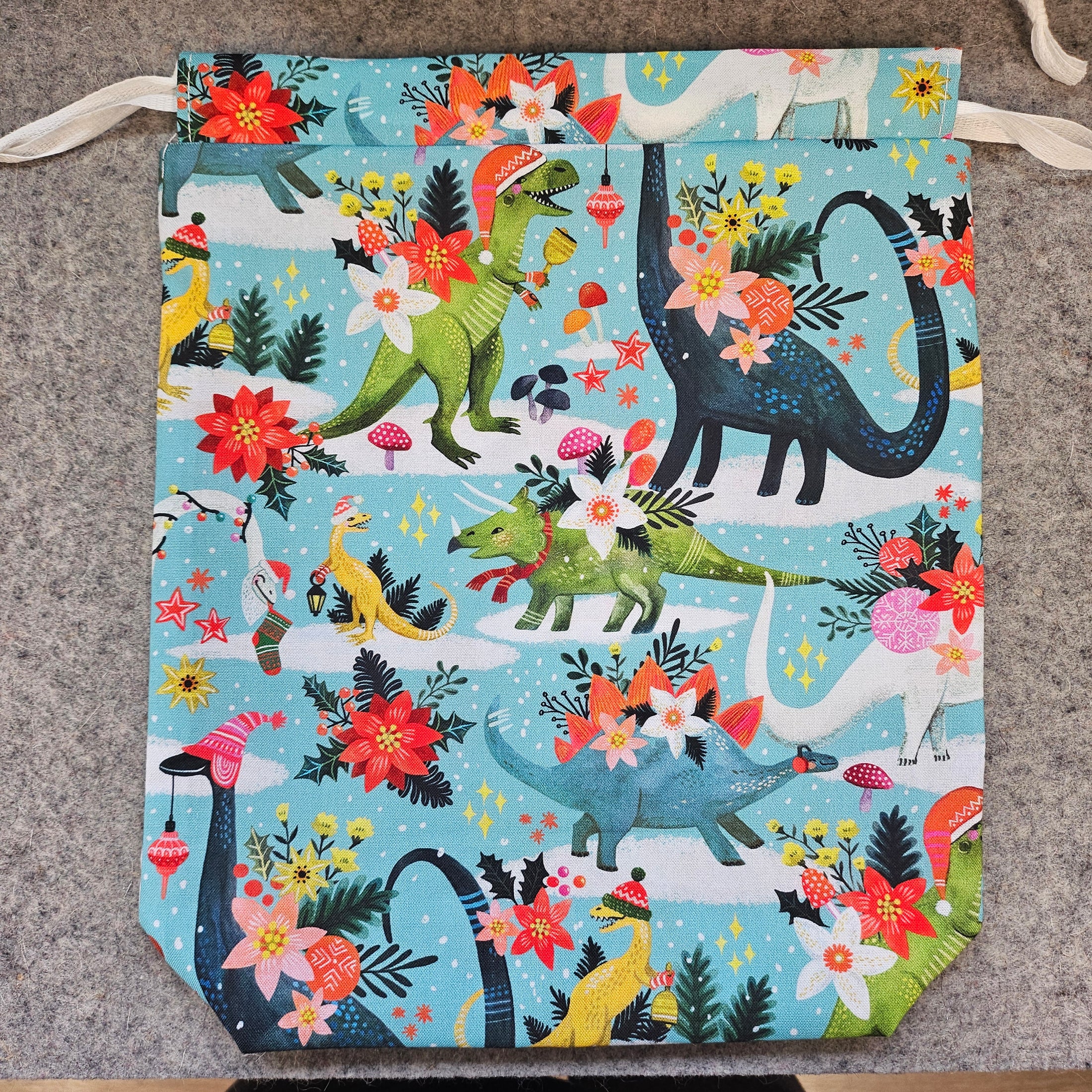 Dinosaur Christmas gift bag