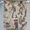 Load image into Gallery viewer, Patterned fabric with illustrations of people in various poses on a textured surface.
