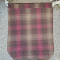 Load image into Gallery viewer, Brown and pink plaid drawstring bag.
