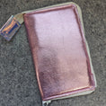 Load image into Gallery viewer, Pink glittery wallet on a gray surface

