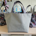 Load image into Gallery viewer, Grey water-resistant canvas mini tote bag exterior
