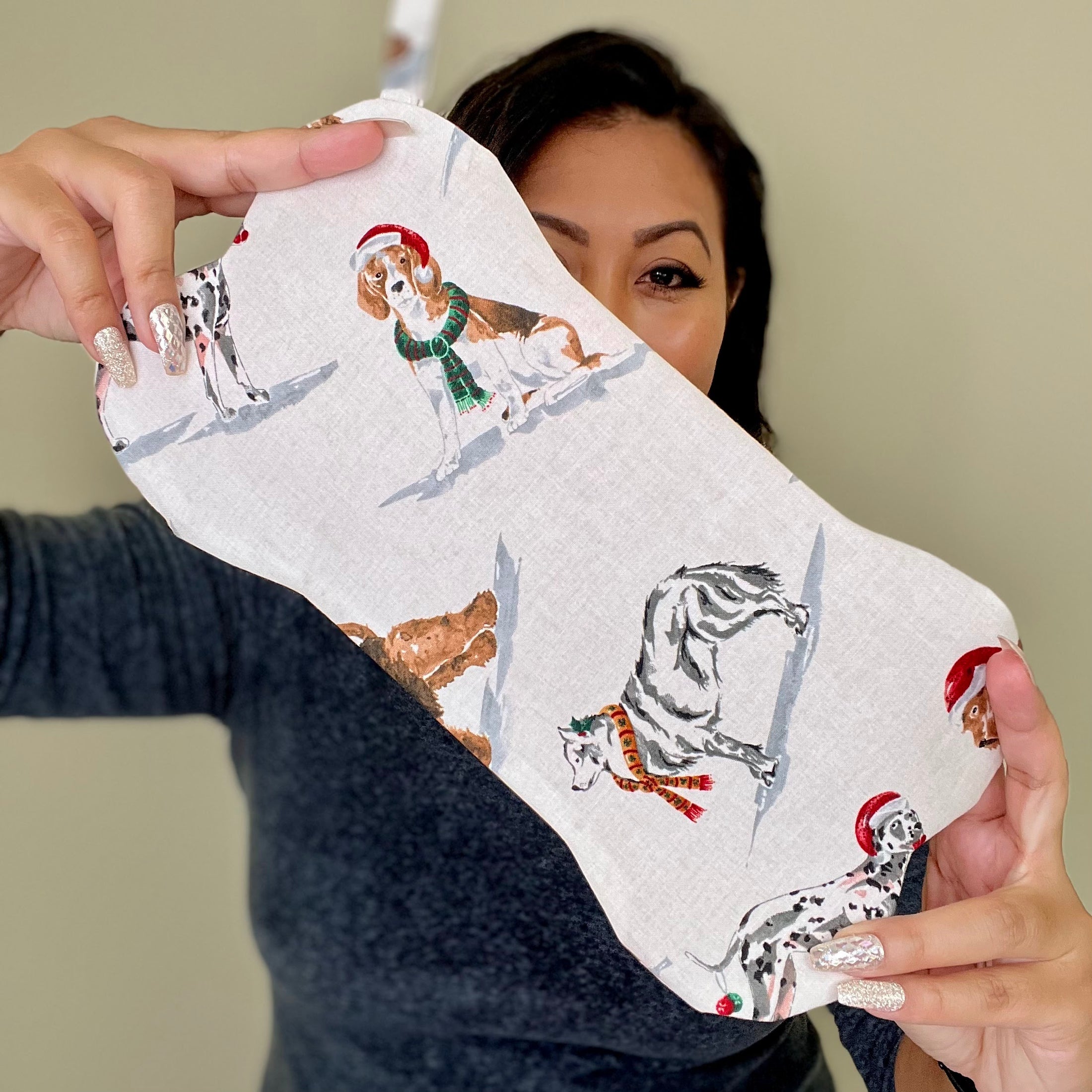 Bone shaped holiday stocking for dogs. 