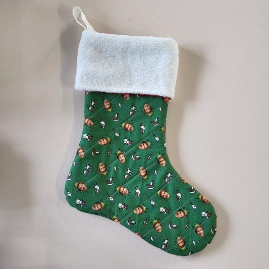 Quilted buddy the elf holiday stocking.
