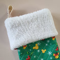 Load image into Gallery viewer, Quilted disney holiday stockings with fluffy fleece topper.
