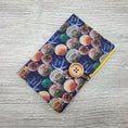 Load image into Gallery viewer, Votes for Women tea bag wallet with wood button.
