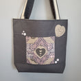 Load image into Gallery viewer, Quilted heart tote with heart appliques and handsewn buttons.
