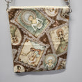 Load image into Gallery viewer, Back of the heart fairy purse with images of other fairies scattered.
