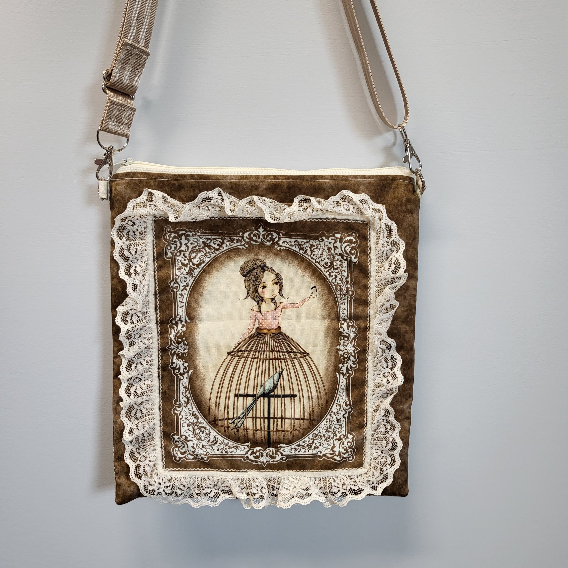 Lacy, frilly, feminine and romantic purse with lace. 