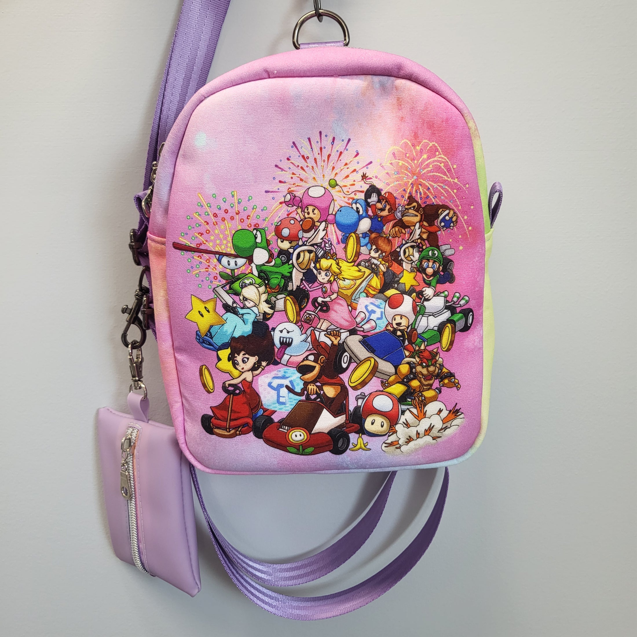 Mario Kart Inspired Sling Crossbody Mini Backpack with Detachable