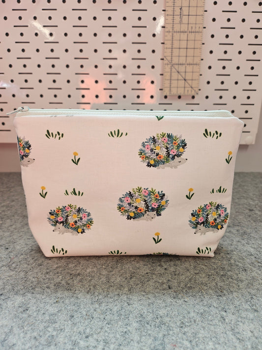 Porcupine flowers project bag zipper pouch.