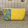 Load image into Gallery viewer, Bright floral flat bottom zipper pouch art bag.
