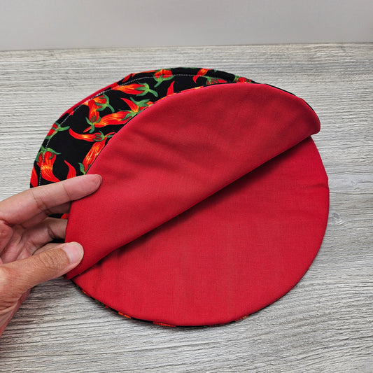 Chili peppers microwaveable tortilla warmer.