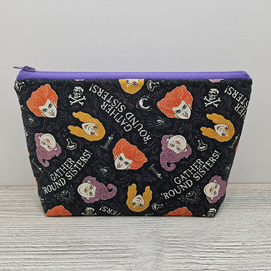 Hocus Pocus inspired notions pouch with flat bottom.