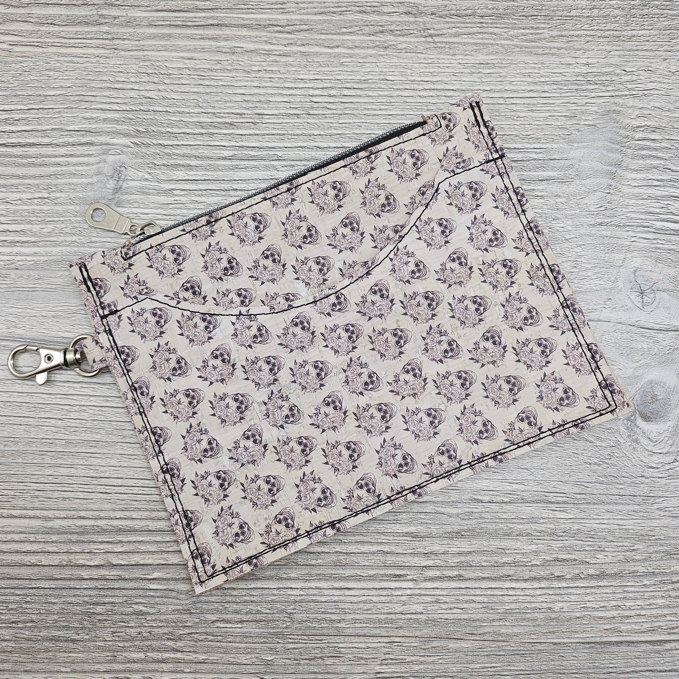 Floral skull cork slim wallet. 