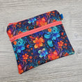 Load image into Gallery viewer, Floral waterproof canvas zipper pouch with 2 pockets. 
