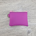 Load image into Gallery viewer, Mini pink jelly vinyl zipper pouch for coins and cash. 
