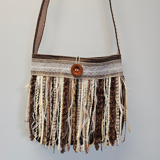 Bohemian embellished lace trim fringe festival purse.